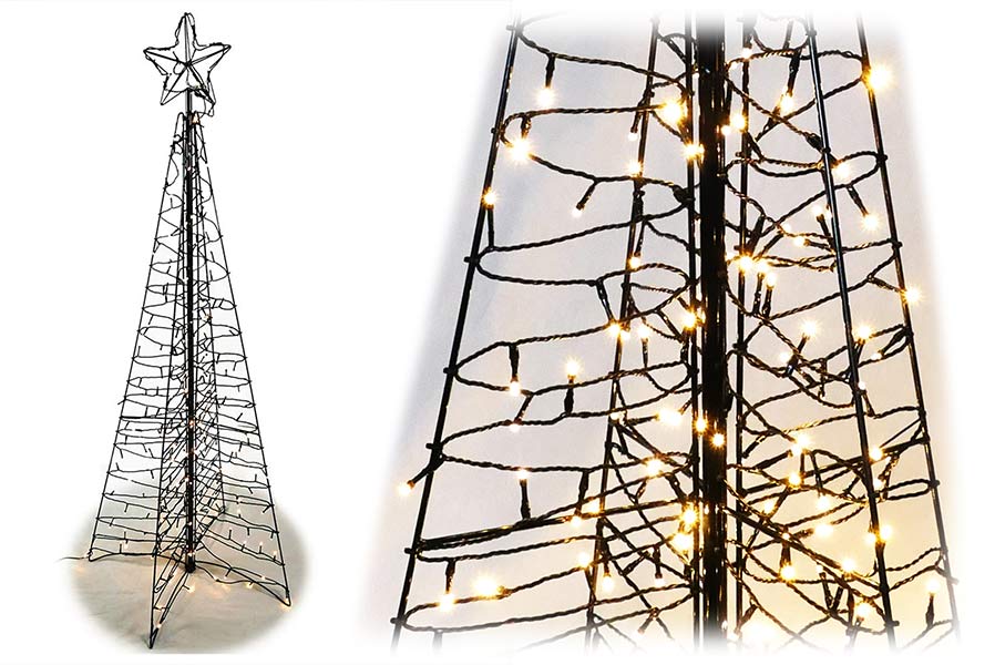 Künstlicher LED-Weihnachtsbaum 1,5 m mit Stern 3D-Baum 260 warmweiß LED außen und innen