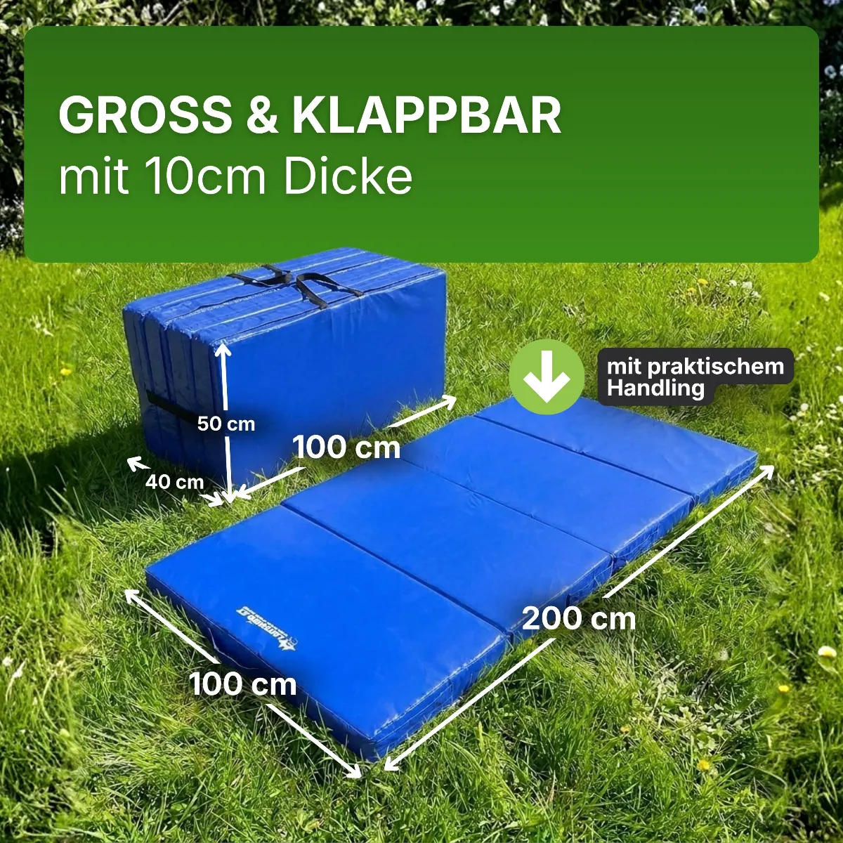 Universal Bodenmatte 4-teilig 200x100x10 cm Bouldermatte Weichbodenmatte klappbar