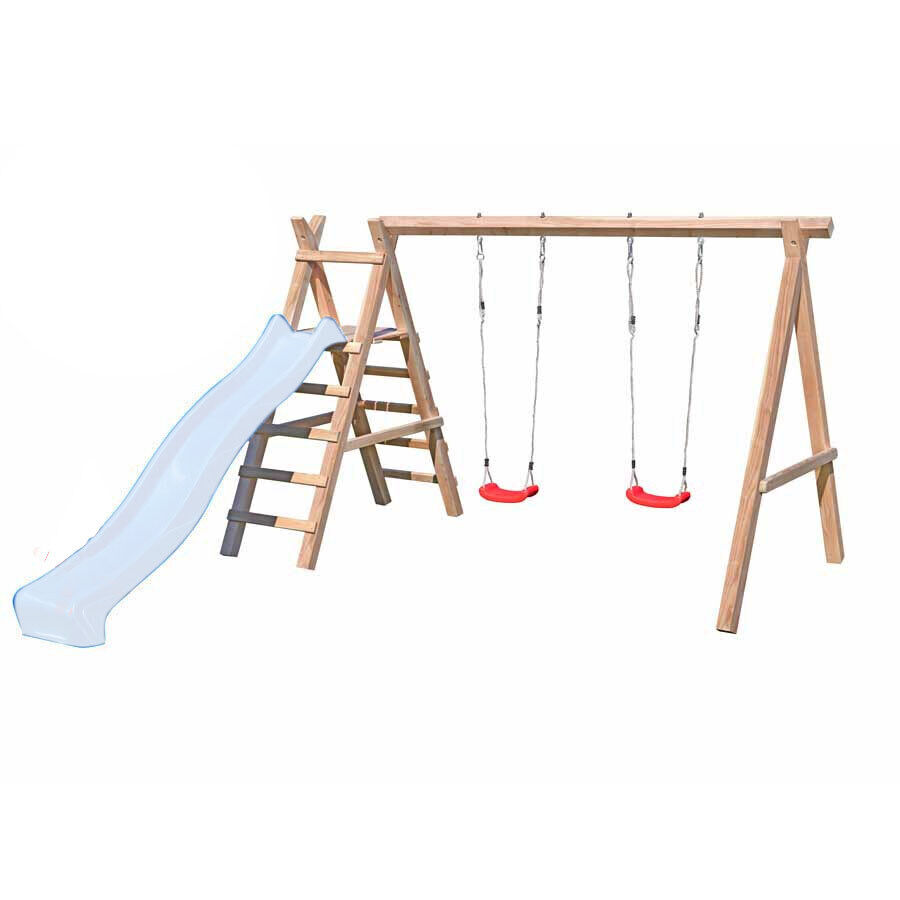 Schaukelgerüst Modell 4.2 mit Doppelschaukel für Kinder mit Podest für Rutsche