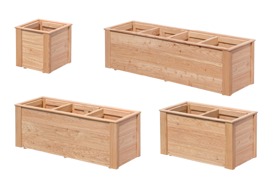 Pflanzkastensystem Astrantia aus Lärchenholz Natur massiv Blumenkasten