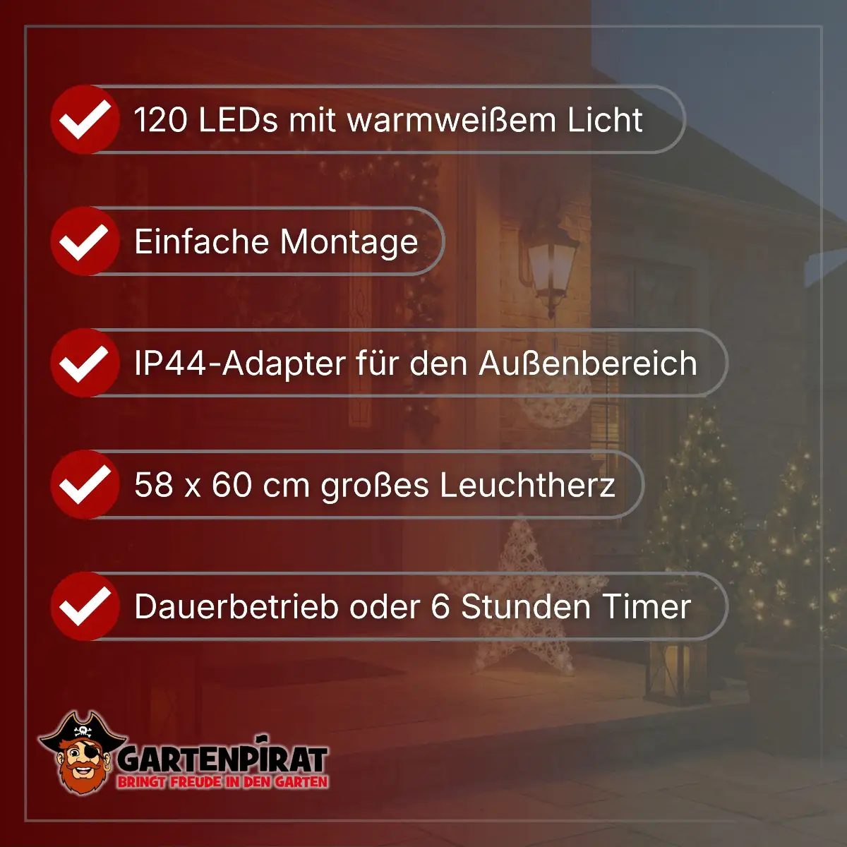 Weihnachtsdeko außen Figuren Herz Beleuchtung