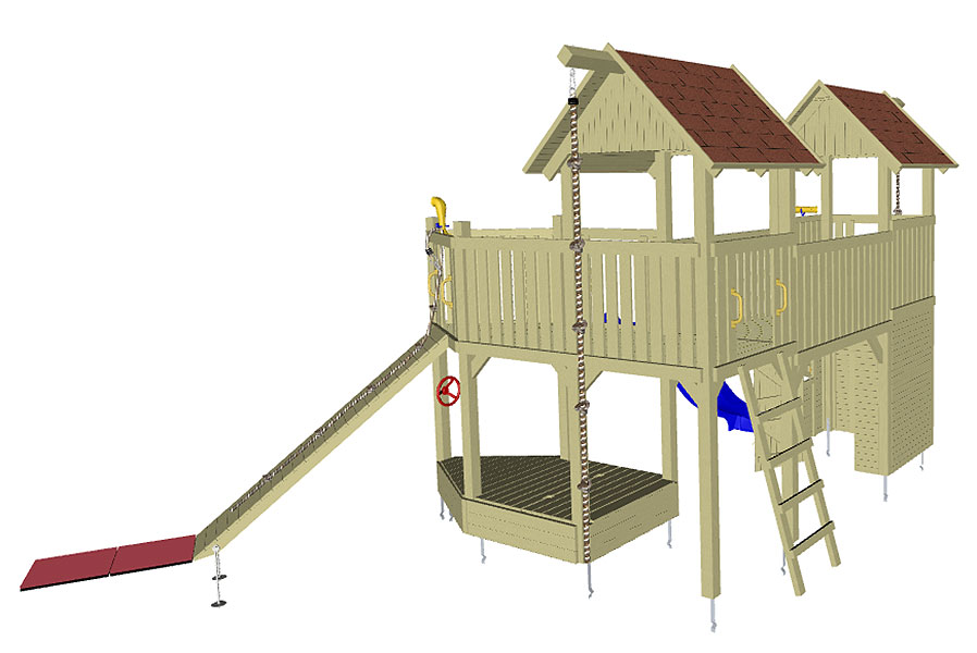 Piratenrepublik - Spielanlage mit zwei Spieltürme Piratenschiff und Rutsche