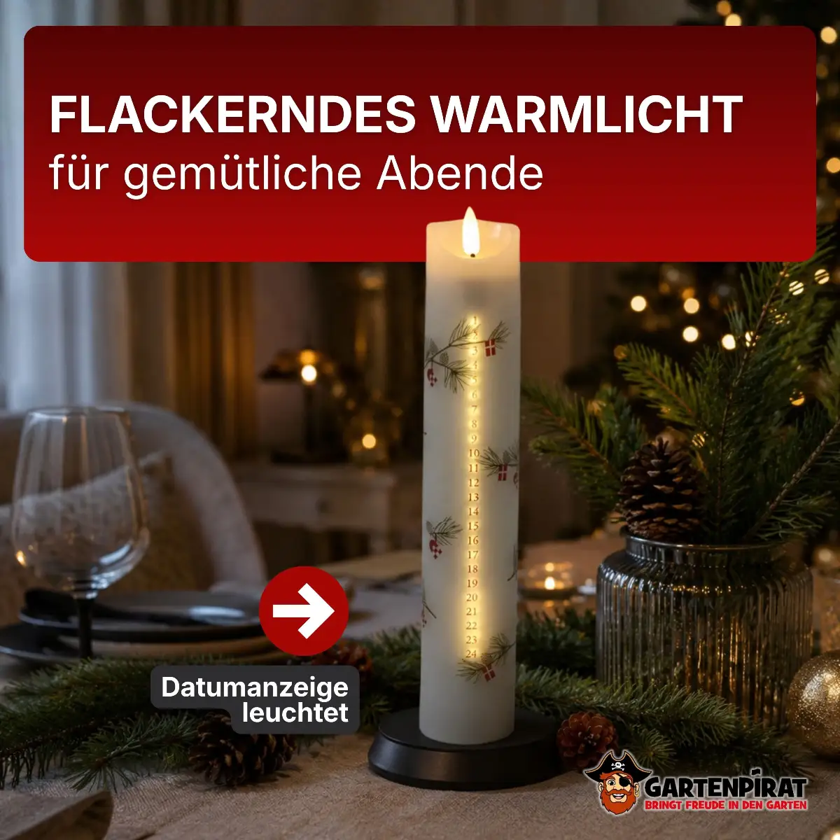 Adventskalenderkerze mit datumanzeige